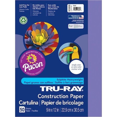 Tru-Ray Paper, Const, 9X12, Violt, 50Sh Pk PAC103009